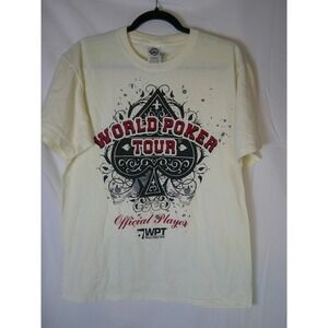 Rare Vintage World Poker Tour WPT Official Player Graphic T-Shirt Mens M Cream